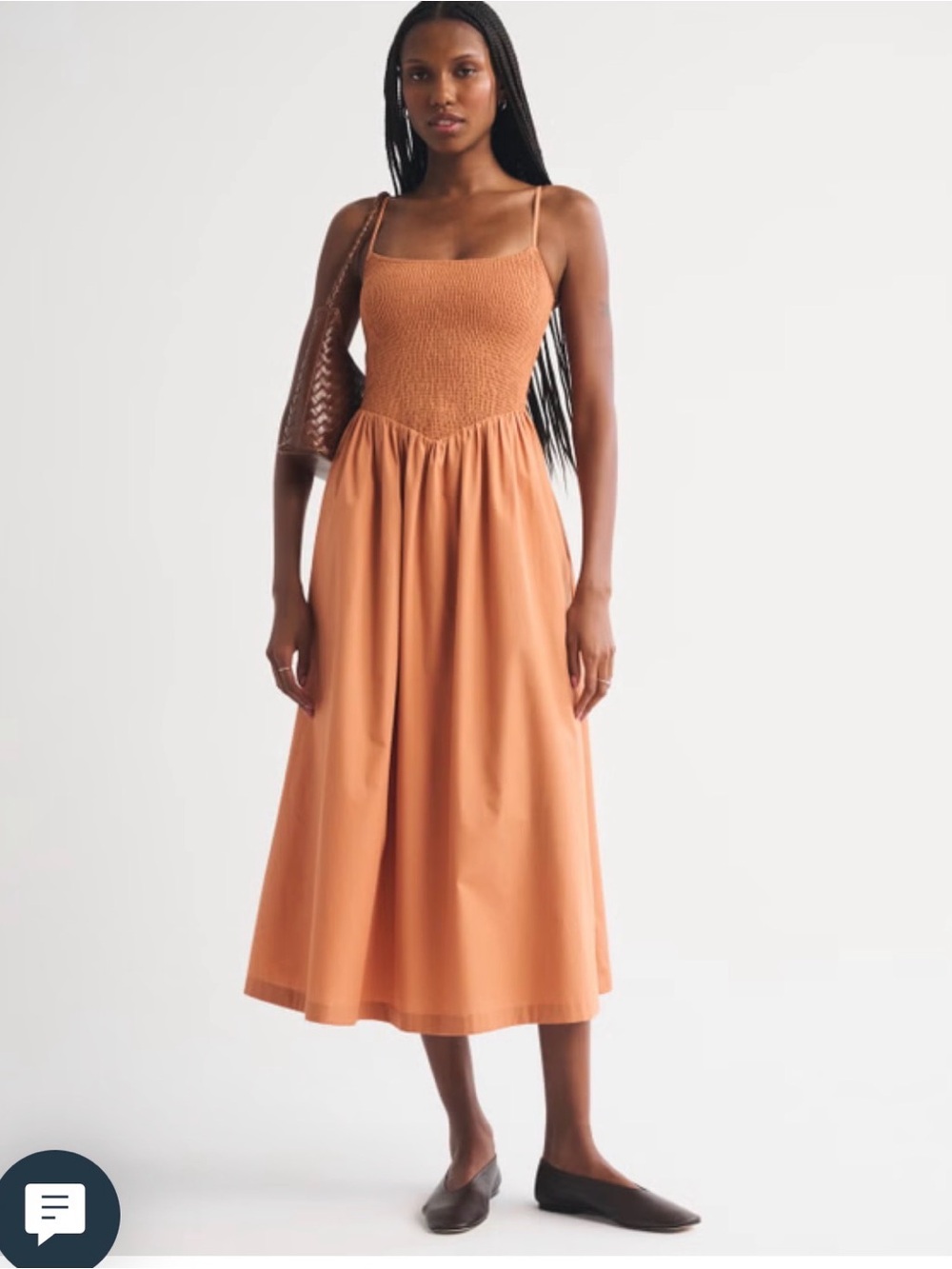 Abercrombie & Fitch Sydney Smocked Dipped-Waist Midi Dress- never worn- XS